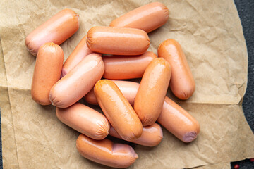 meatless sausage vegetable protein seitan soy wheat vegetarian or vegan snack on the table healthy meal snack ingredient top view copy space food background rustic