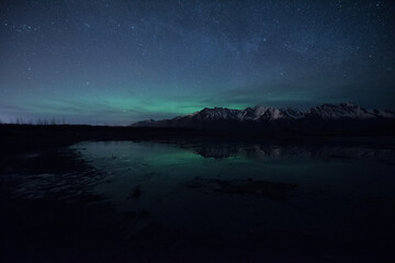 Fototapeta na wymiar Northern Lights or Aurora Borealis in Alaska