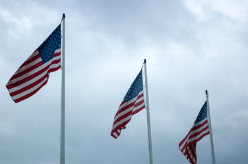 american flag and sky