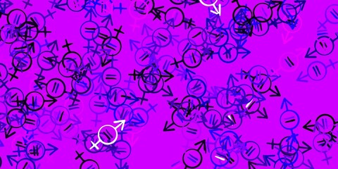 Fototapeta na wymiar Light Purple, Pink vector pattern with feminism elements.