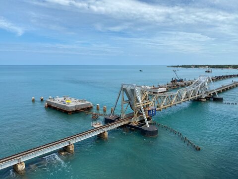 Pamban Bridge is a railway bridge which connects the town of Mandapam in mainland India with Pamban Island, and Rameswaram. world dangerous bridge on the sea, the longest sea bridge in India