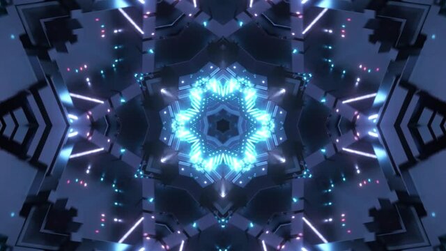 seamless geometric sequence with the possibility of looping with expanding or collapsing geometric Blue Dots and lines on a black background