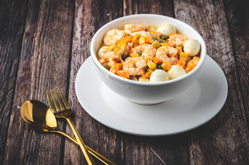 Sipo Egg is a Filipino quail egg and shrimp recipe that originated in Pampanga.