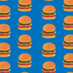 Burger concept background pattern texture blue template illustration