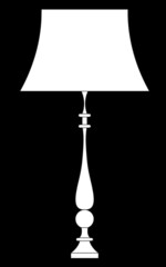 White lamp silhouette on black background