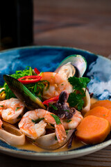 seafood ceviche salmon, squid, octopus, shrimp and mussels