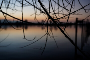 Fototapeta premium sunset over the river