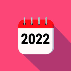 2022 calendar icon with long shadow red background