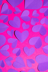 Pink and Purple Paper Love Hearts Cut Out for Background for Valentines Day or Weddings