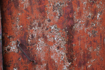 Background of texture grunge metal door in red colors