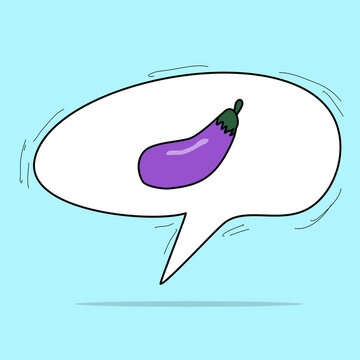 Speech Bubbles With Eggplant Emoji