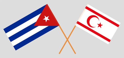 Crossed flags of Cuba and Northern Cyprus. Official colors. Correct proportion