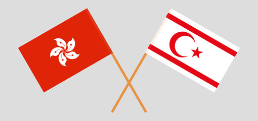 Crossed flags of Hong Kong and Northern Cyprus. Official colors. Correct proportion