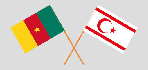 Crossed flags of Cameroon and Northern Cyprus. Official colors. Correct proportion