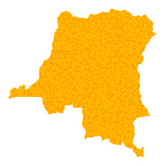 Vector Gold map of Democratic Republic of the Congo. Map of Democratic Republic of the Congo is isolated on a white background.