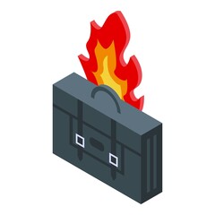 Fired briefcase icon isometric vector. Rush work