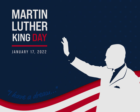 Martin Luther King Jr Day Silhouette and Flag