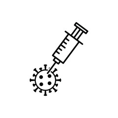 virus vaccination. syringe with virus icon vector