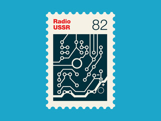 A postage stamp featuring the cover of the radio scheme. Instruction. Retro style. 1982.