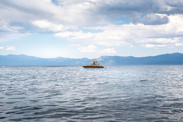 Boating on Lake Tahoe in Norther California on a Sunny Summer Day