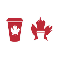 Canada hot coffee logo symbol and icon template design