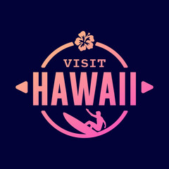 Visit Hawaii state USA, travel logo and icon