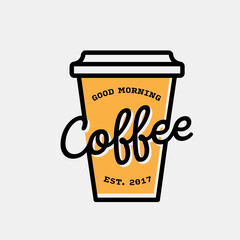 Coffee shop hipster logo illustration
