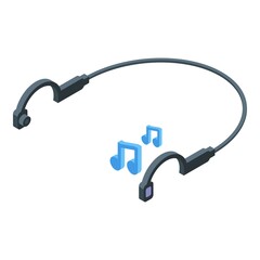 Runner headphones icon isometric vector. Exercise app