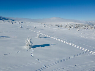Aerial Winter view of Vitosha Mountain, Bulgaria
