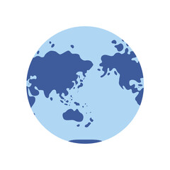 Fototapeta na wymiar World map eastern globe hemisphere cartoon flat vector icon