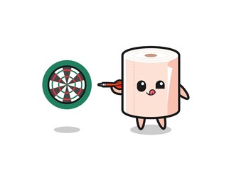 cute tissue roll is playing dart