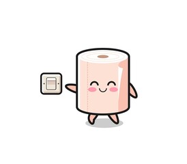 cartoon tissue roll is turning off light