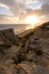 Mazagon beach, in the province of Huelva, Spain. One of the most beautiful beaches in Spain. Concept of going to the most beautiful places on vacation.