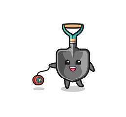 cartoon of cute shovel playing a yoyo