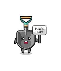 cute shovel hold the please help banner