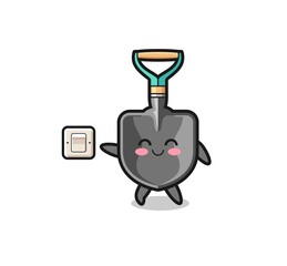 cartoon shovel is turning off light