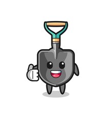 shovel mascot doing thumbs up gesture