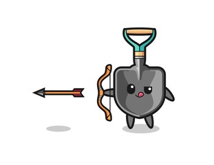 illustration of shovel character doing archery
