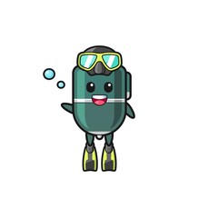 the ballpoint pen diver cartoon character