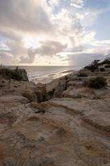 Mazagon beach, in the province of Huelva, Spain. One of the most beautiful beaches in Spain. Concept of going to the most beautiful places on vacation.