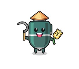 ballpoint pen Asian farmer holding paddy