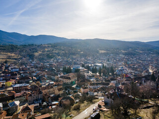Aerial view of historical town of Batak, Bulgaria