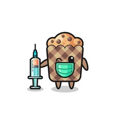 muffin mascot as vaccinator