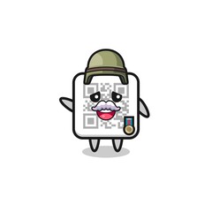 cute qr code as veteran cartoon