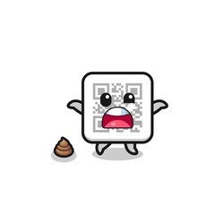 Fototapeta premium qr code earth surprised to meet poop