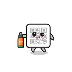 cute qr code holding mosquito repellent