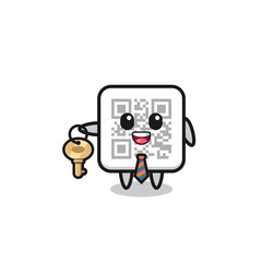 cute qr code as a real estate agent mascot