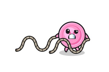 illustration of clothing button doing battle rope workout