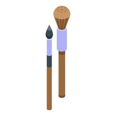 Cosmetic brush icon isometric vector. Makeup beauty