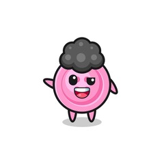 clothing button character as the afro boy